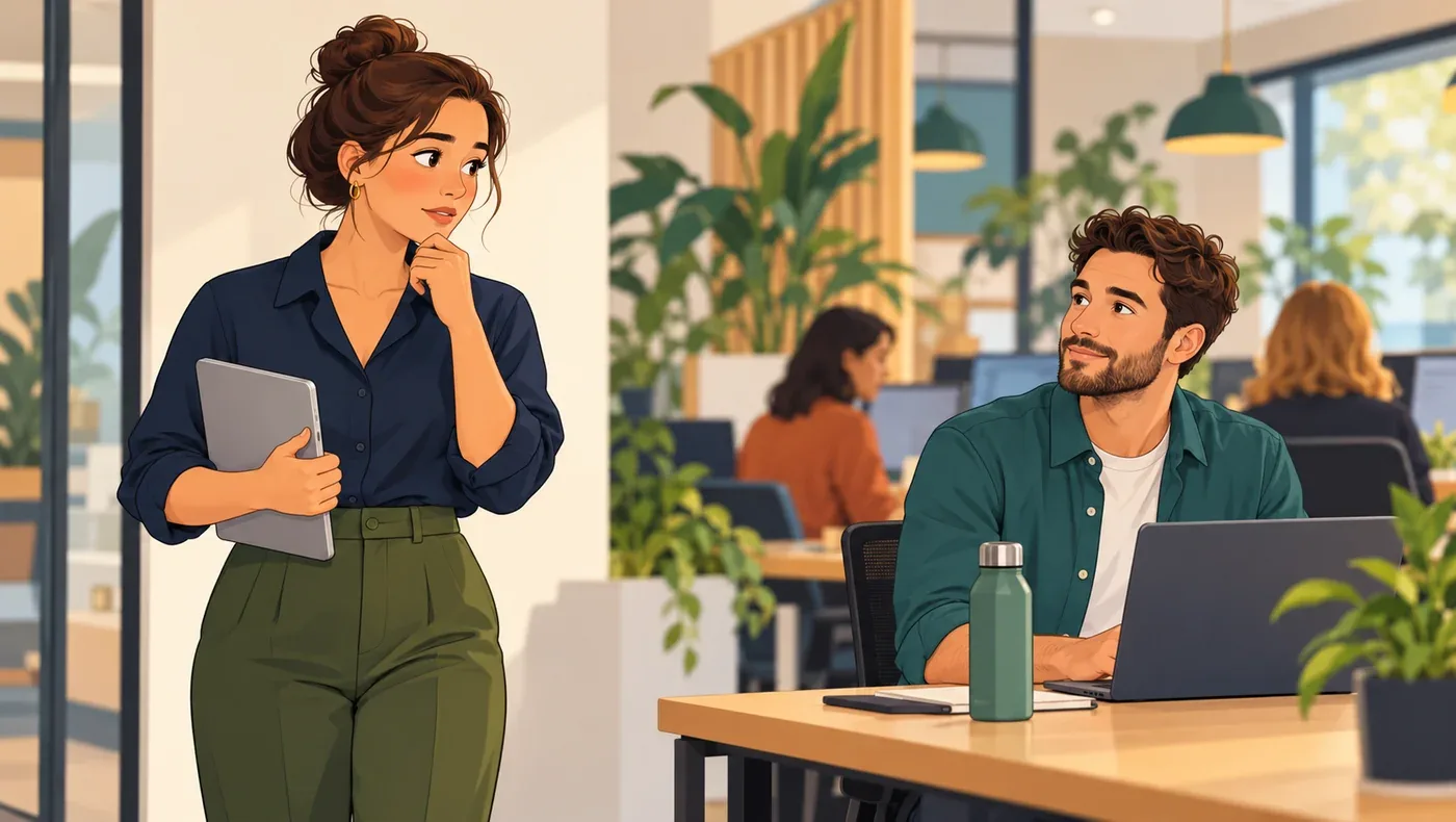 Illustration of a team leader preparing to start a difficult workplace conversation with a colleague.